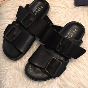 Rundholz black label black leather sandals